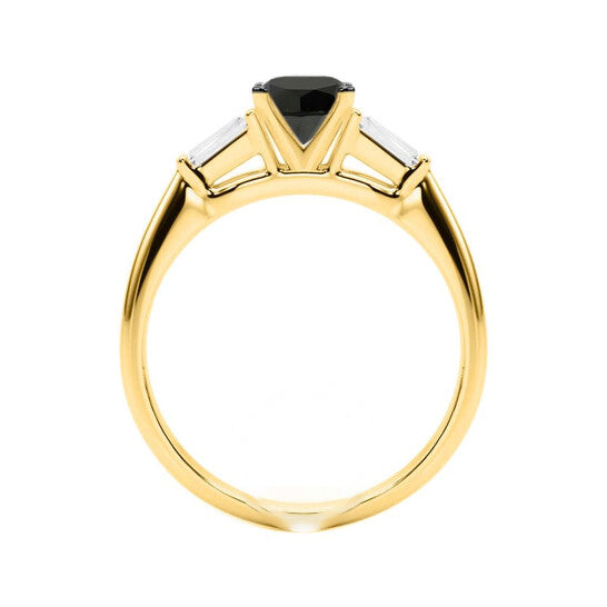 Original Maulijewels 1.50 Carat Natural Black & White Diamond Engagement Solitaire Rings In Solid 10K Yellow Gold