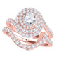 Original Maulijewels 1.50 Carat Natural Diamond Halo Bridal Set Engagement Rings In 14K Rose Gold Ring