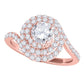 Original Maulijewels 1.50 Carat Natural Diamond Halo Bridal Set Engagement Rings In 14K Rose Gold Ring