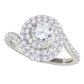 Original Maulijewels 1.50 Carat Natural Diamond Halo Bridal Set Engagement Rings In 14K White Gold Ring