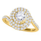 Original Maulijewels 1.50 Carat Natural Diamond Halo Bridal Set Engagement Rings In 14K Yellow Gold Ring