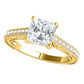 Original Maulijewels 1.50 Carat Princess Cut Moissanite And Natural Round White Diamond Engagement Womens Rings In 10K Yellow Gold