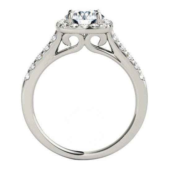 Original Maulijewels 1.53 Carat Halo Diamond Moissanite Engagement Ring In 14K Solid White Gold