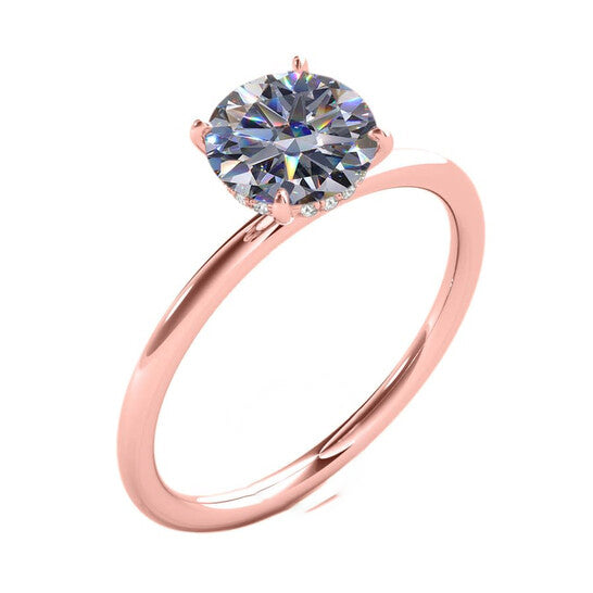 Original Maulijewels 1.56 Carat Diamond Moissanite Solitaire Engagement Ring For Women In 14K Solid Rose Gold