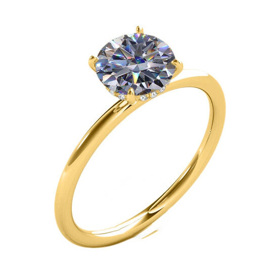 Original Maulijewels 1.56 Carat Diamond Moissanite Solitaire Engagement Ring For Women In 14K Solid Yellow Gold