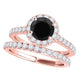 Original Maulijewels 1.60 Carat Black & Halo White Diamond Bridal Set Engagement Ring For Women In 18K Solid Rose Gold