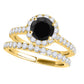 Original Maulijewels 1.60 Carat Black & Halo White Diamond Bridal Set Engagement Ring For Women In 18K Solid Yellow Gold