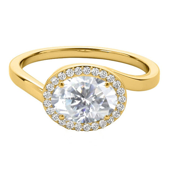 Original Maulijewels 1.65 Carat Oval Moissanite Natural Diamond Womens Engagement Rings In 10K Solid Yellow Gold