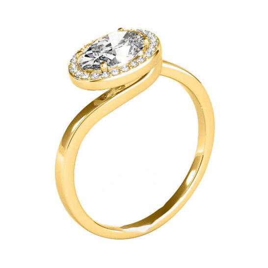 Original Maulijewels 1.65 Carat Oval Moissanite Natural Diamond Womens Engagement Rings In 10K Solid Yellow Gold