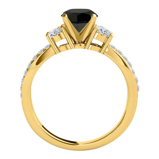 Original Maulijewels 1.75 Carat Black & White Diamond Engagement Wedding Rings For Women In 14K Solid Yellow Gold