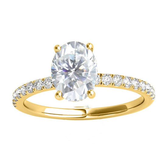 Original Maulijewels 1.75 Carat Oval Moissanite Natural Diamond Engagement Rings For Womens In 10K Solid Yellow Gold