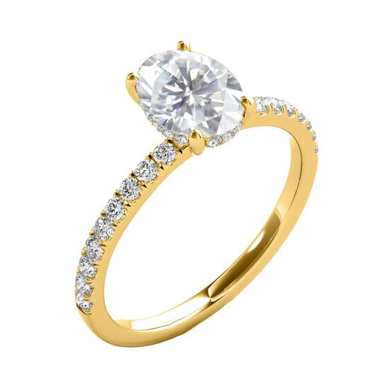 Original Maulijewels 1.75 Carat Oval Moissanite Natural Diamond Engagement Rings For Womens In 10K Solid Yellow Gold