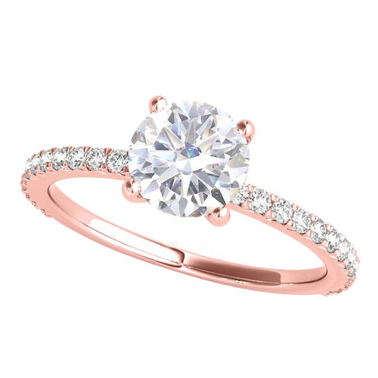 Original Maulijewels 1.76 Carat Diamond Moissanite Engagement Rings For Women In 14K Solid Rose Gold