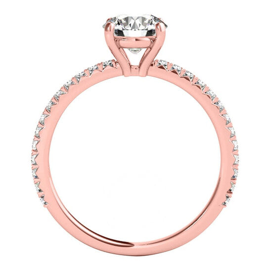 Original Maulijewels 1.76 Carat Diamond Moissanite Engagement Rings For Women In 14K Solid Rose Gold