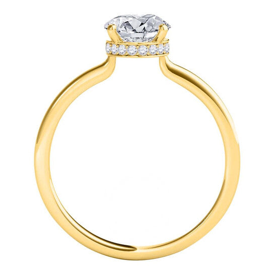 Original Maulijewels 18K Solid Yellow Gold 1.06 Carat Round White Diamond ( H-I / SI1-SI2 ) Solitaire Engagement Ring