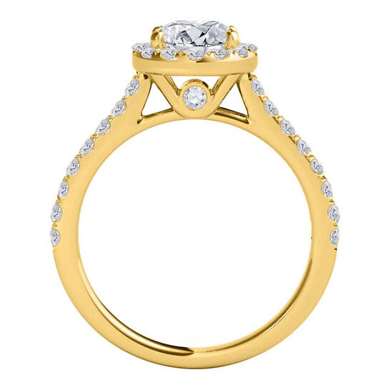 Original Maulijewels 18K Yellow Gold 1.60 Carat Natural Halo Diamond Bridal Set Engagement Ring For Womens