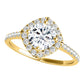 Original Maulijewels 2.00 Carat Halo Diamond Moissanite Engagement Rings For Women In 14K Yellow Gold