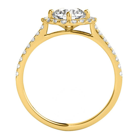 Original Maulijewels 2.00 Carat Halo Diamond Moissanite Engagement Rings For Women In 14K Yellow Gold