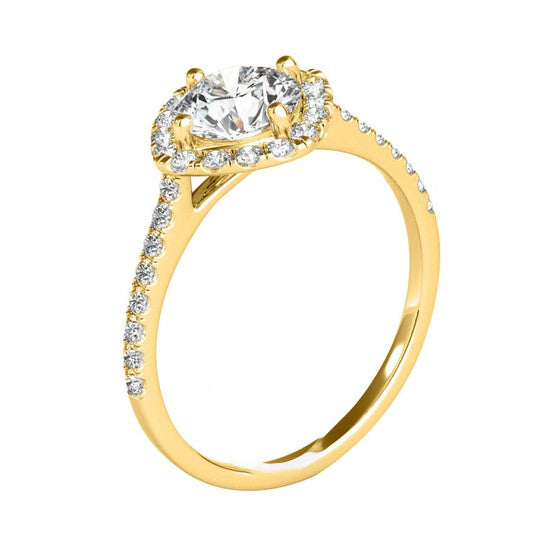 Original Maulijewels 2.00 Carat Halo Diamond Moissanite Engagement Rings For Women In 14K Yellow Gold