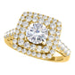 Original Maulijewels 2.00 Carat Moissanite Diamond 14K Yellow Gold Halo Engagement Rings For Women