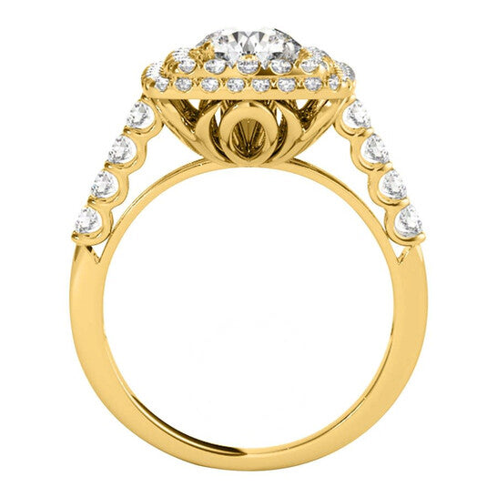 Original Maulijewels 2.00 Carat Moissanite Diamond 14K Yellow Gold Halo Engagement Rings For Women