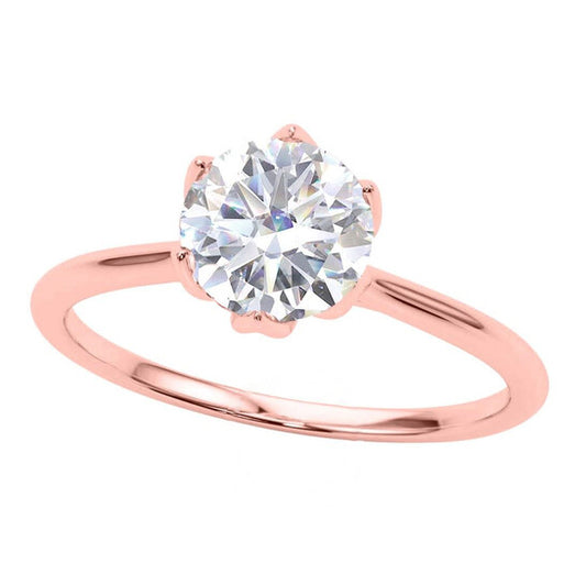 Original Maulijewels 2.00 Carat Round Diamond Moissanite ( G-H/ VS1 ) Engagement Rings For Women In 14K Rose Gold