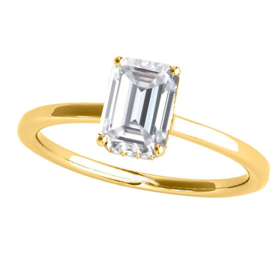 Original Maulijewels 2.10  Carat Emerald Cut Moissanite Natural Diamond Engagement Rings For Women In 10K Yellow Gold