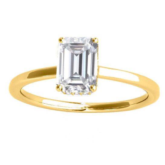 Original Maulijewels 2.10  Carat Emerald Cut Moissanite Natural Diamond Engagement Rings For Women In 10K Yellow Gold