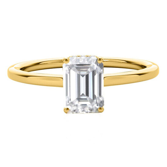 Original Maulijewels 2.10  Carat Emerald Cut Moissanite Natural Diamond Engagement Rings For Women In 10K Yellow Gold