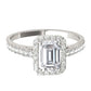 Original Maulijewels 2.25 Carat Natural Diamond Emerald Cut Moissanite Halo Engagement Rings In 10K Solid White Gold