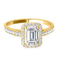 Original Maulijewels 2.25 Carat Natural Diamond Emerald Cut Moissanite Halo Engagement Rings In 10K Solid Yellow Gold