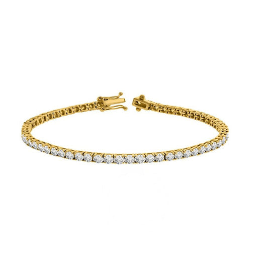 Original Maulijewels 2.5 Carat Brilliant Cut Round Lab Grown Diamond 7" Tennis Bracelet For Women In 14K Solid Yellow Gold