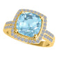 Original Maulijewels 2.50 Carat Diamond And Cushion Cut Natural Aquamarine Gemstone Ring In 14K Solid Yellow Gold