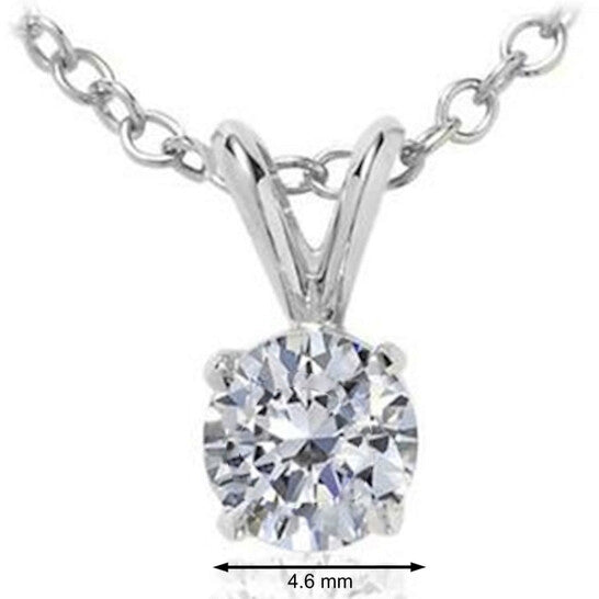 Original Maulijewels 3/4 Carat Natural Round White Diamond Solitaire Pendant In 14K Solid White Gold With 18" 14K White Gold Plated Sterling Silver Box Chain