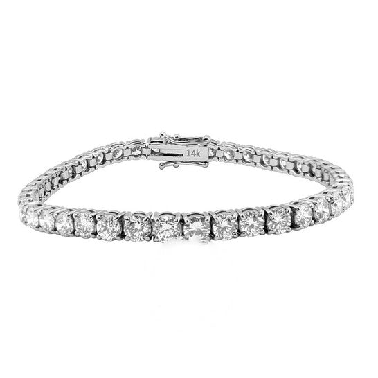 Original MAULIJEWELS 3.00 Carat Brilliant Cut Lab Grown Diamond Tennis Bracelet For Women In 14K White Solid Gold