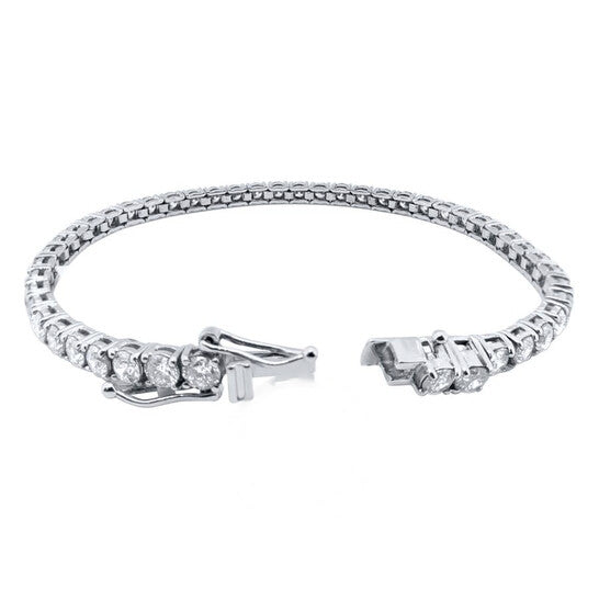 Original MAULIJEWELS 3.00 Carat Brilliant Cut Lab Grown Diamond Tennis Bracelet For Women In 14K White Solid Gold