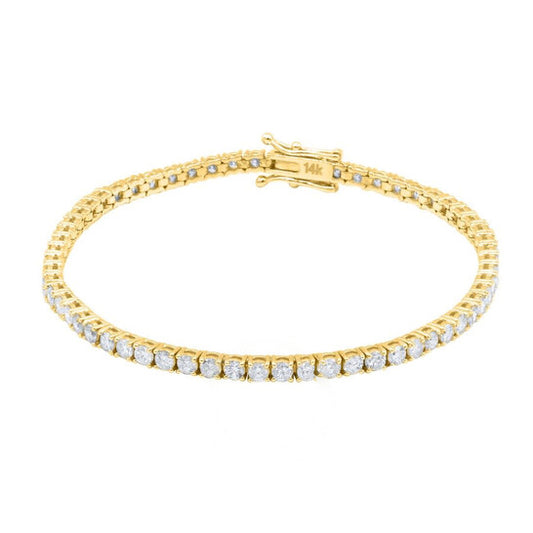 Original Maulijewels 3.00 Carat Natural Round White Diamond ( F-G / SI1 ) Womens 7" Tennis Bracelet In 14K Solid Yellow Gold