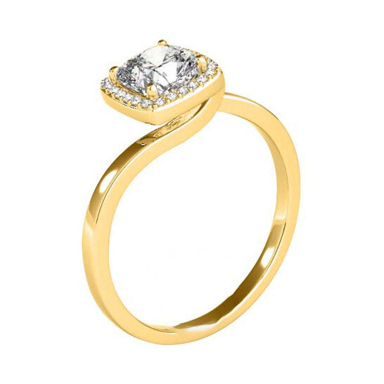 Original Maulijewels 3.15 Carat Halo Moissanite Diamond Engagement Ring For Women In 14K Solid Yellow Gold