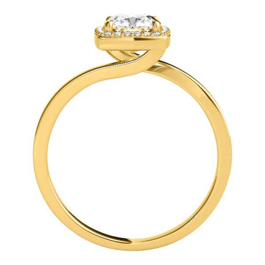 Original Maulijewels 3.15 Carat Halo Moissanite Diamond Engagement Ring For Women In 14K Solid Yellow Gold