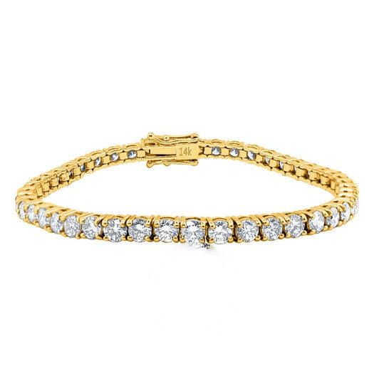 Original Maulijewels 4.00 Carat Brilliant Cut Lab Grown Diamond ( F-G/ VS1 ) 7" Classic Tennis Bracelet For Women In 14K Solid Yellow Gold