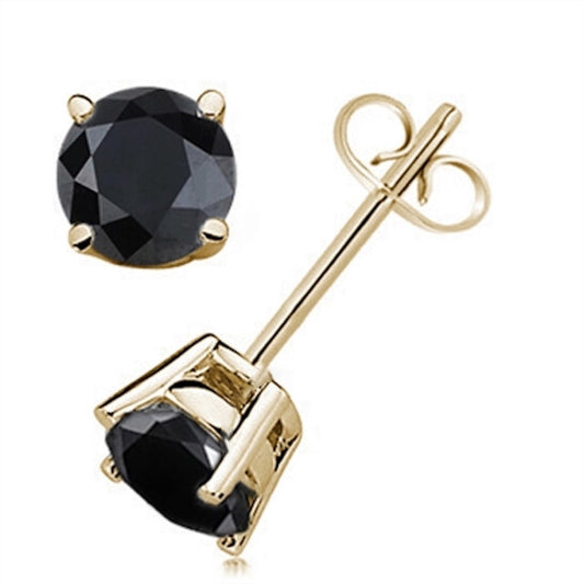 Original Maulijewels Black Diamond/ Natural/ Round 3/8 Carat Prong Set Stud Earrings In 14K White/ Yellow Gold