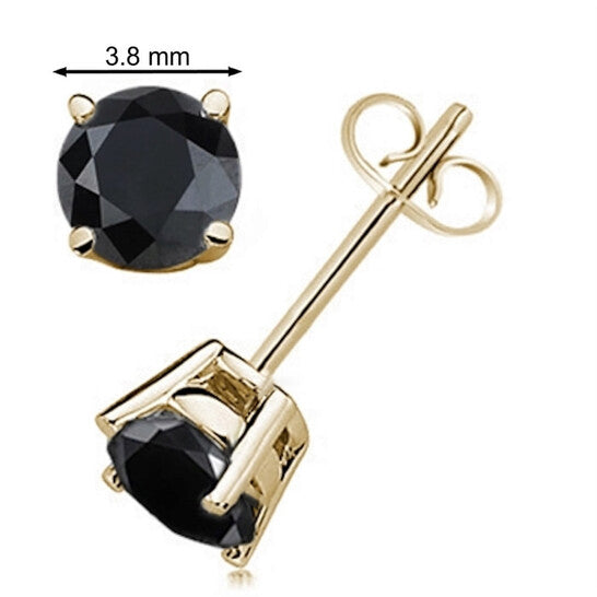 Original Maulijewels Black Diamond/ Natural/ Round 3/8 Carat Prong Set Stud Earrings In 14K White/ Yellow Gold