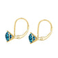 Original Maulijewels Blue 2.00 Carat Natural Diamond Three Prong Set Martini Leverback Women's Earrings In 14K Solid Yellow Gold