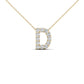 Original Maulijewels " D " Initial Set With 0.12 Carat Sparkling Natural White Diamond Pendant Necklace In 14K Yellow Gold With 18" Cable Chain