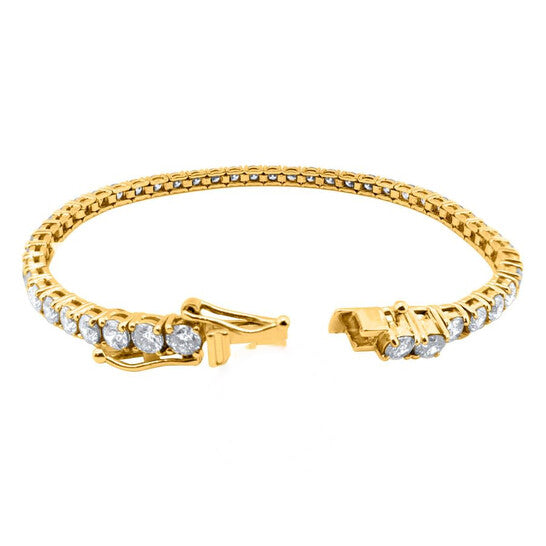 Original Maulijewels F-G/ VS1,  5.00 Carat Lab Grown Sparkling Diamond Tennis Bracelet For Women In Solid 14K Yellow Gold With 7" Length