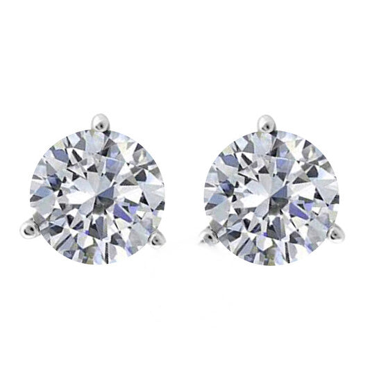 Original Maulijewels IGL Certified 1.25 Carat Natural Diamond 3 Prong Set Martini Stud Earrings For Women In 14K White Gold With Secure Push Backs