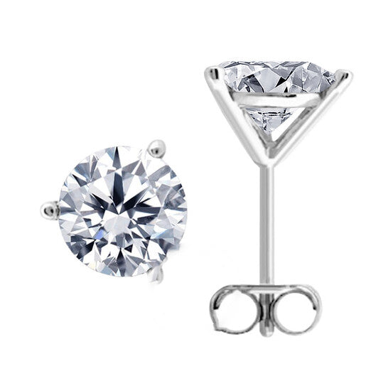 Original Maulijewels IGL Certified 1.25 Carat Natural Diamond 3 Prong Set Martini Stud Earrings For Women In 14K White Gold With Secure Push Backs