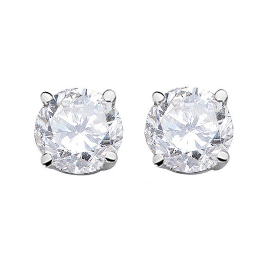 Original Maulijewels IGL Certified 1.25 Carat Round White Diamond Prong Set Stud Earrings For Women In 14K White Solid Gold