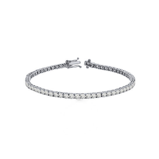 Original Maulijewels IGL Lab Certified 3.00 Carat Natural Diamond ( G-H/ I1-I2 ) 7" Tennis Bracelet For Women In 14K White Solid Gold