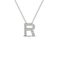 Original Maulijewels " R " Initial Set With 0.12 Carat Natural Diamond Pendant Necklace Comes With 18" Cable Chain In 14K Solid White Gold